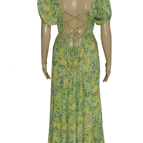 UO Lottie Backless Green Floral Midi Dress Printed M & S - Picture 7 of 9